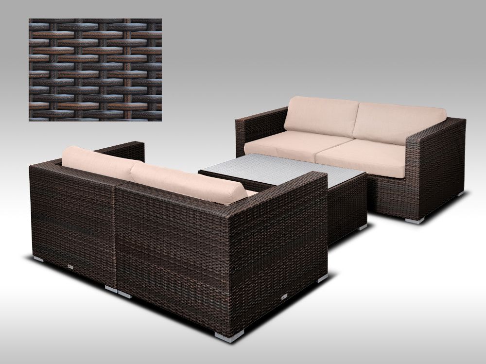 Zahradní set ALLEGRA 5 pro 4 osoby, hnědý umělý ratan - POSLEDNÍ 1 SESTAVA