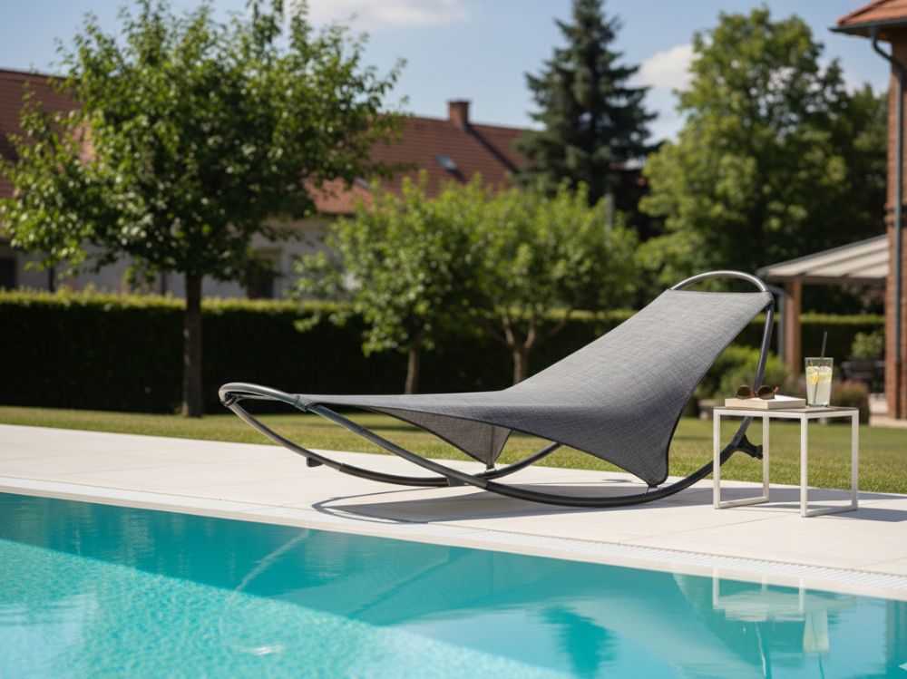 Houpací lehátko Chikita s kolečky, šedé