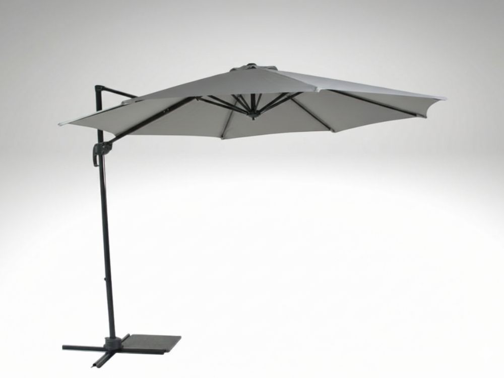 Výkyvný zahradní slunečník Honolulu 300cm s alu boční tyčí, otočný o 360°, světle šedý