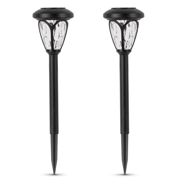 2 ks Zahradní solární lampa LED lucerna, 40cm, zapichovací, RGB, s vyměnitelnou baterií
