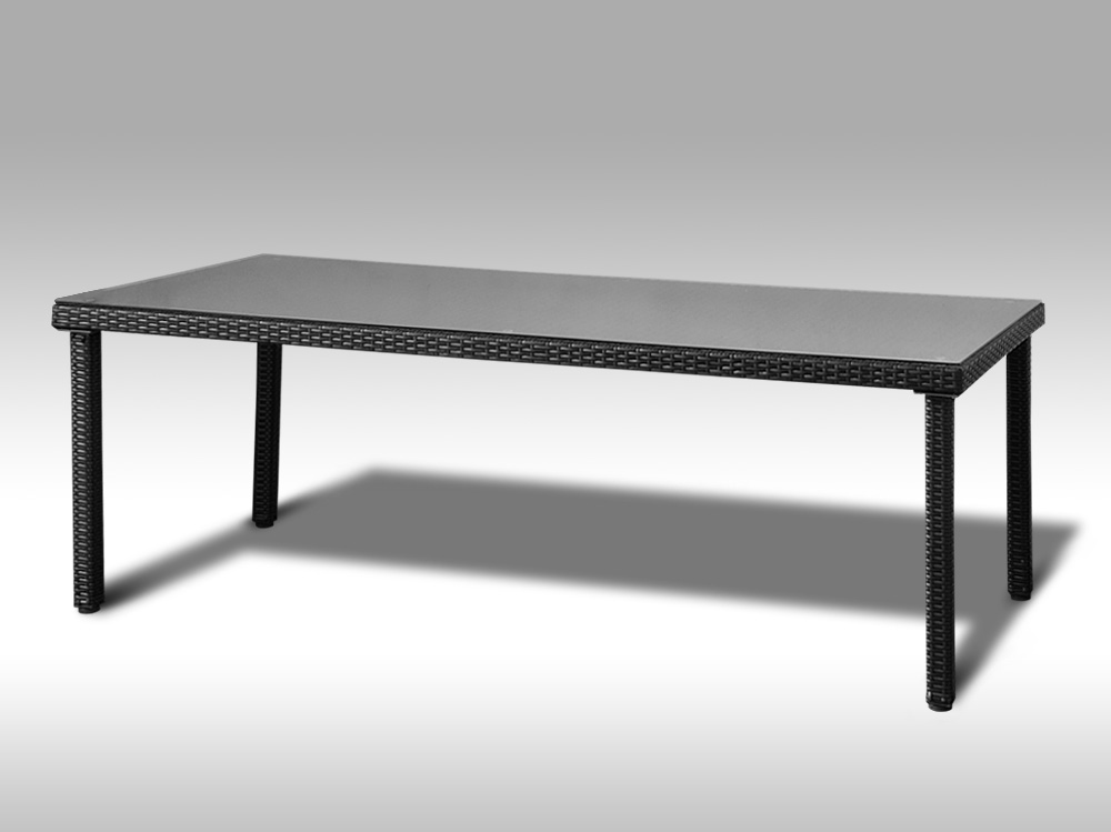 Zahradní stůl Enrico 220x100cm, černý umělý ratan