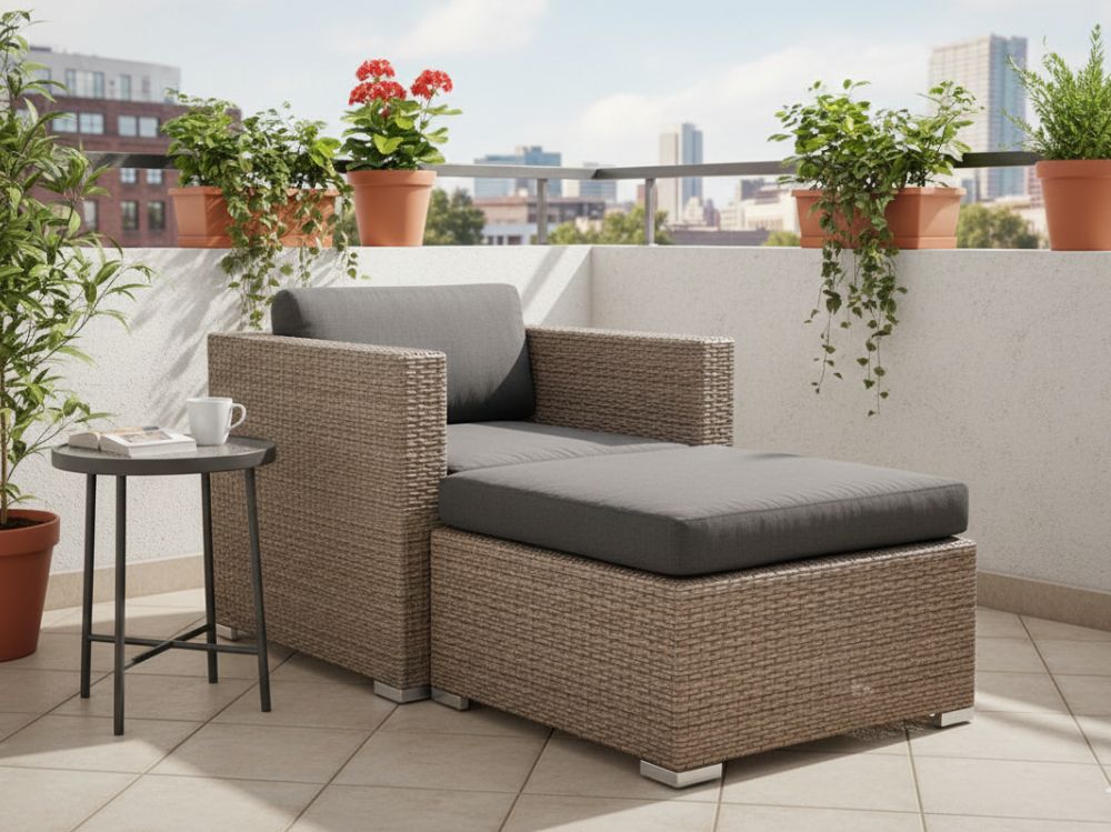 Zahradní set ALLEGRA 1 pro 1-2 osoby, šedobéžový umělý ratan