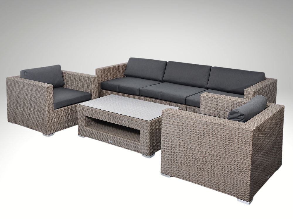 Zahradní set ALLEGRA 3 pro 5 osob, šedobéžový umělý ratan