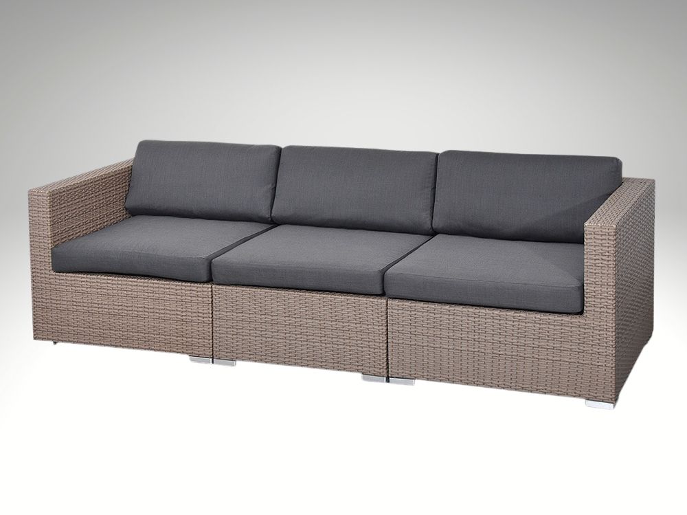 Zahradní set - sofa ALLEGRA pro 3 osoby, šedobéžový umělý ratan 239cm