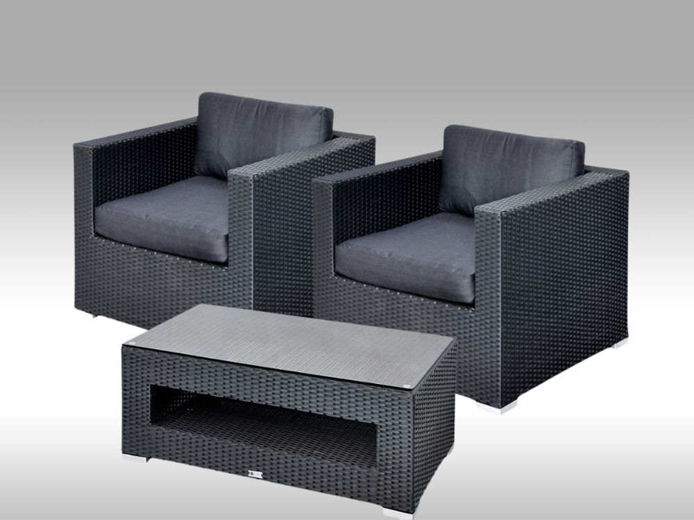 Zahradní set ALLEGRA 21 černý umělý ratan pro 2 osoby