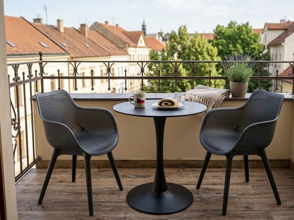 Zahradní set: kulatý stůl Jamy 70cm a 2 designová křesla Jasper