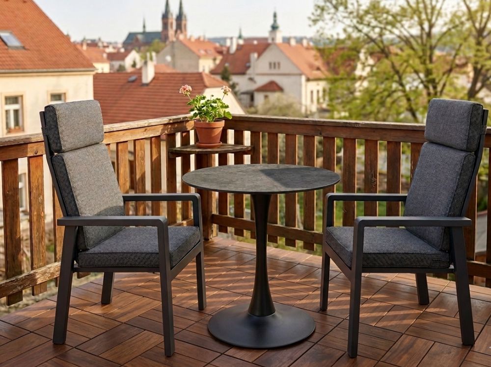 Zahradní set: kulatý stůl Jamy 70cm a 2 velká polohovatelná křesla Sheffield